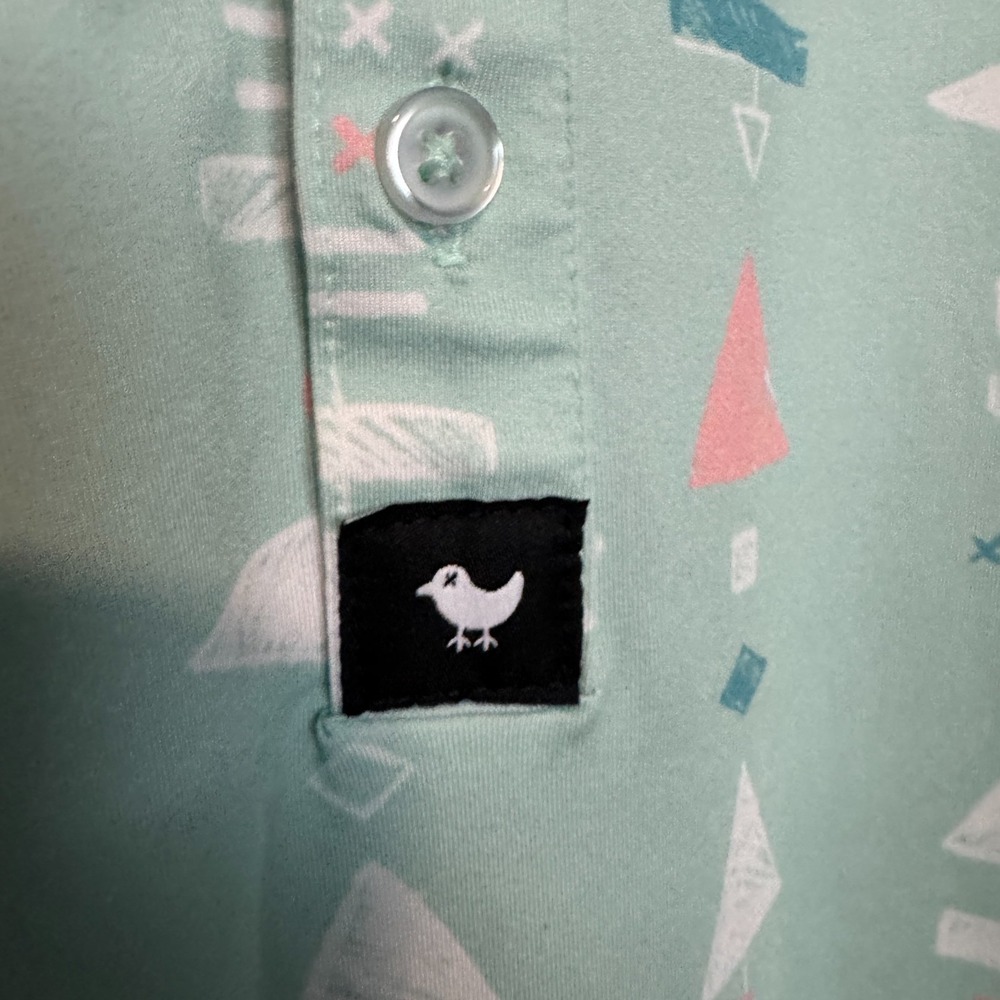 Bad Birdie Polo Shirt Mens XL Green Geometric Abstract Golf Performance Stretch - Picture 4 of 10